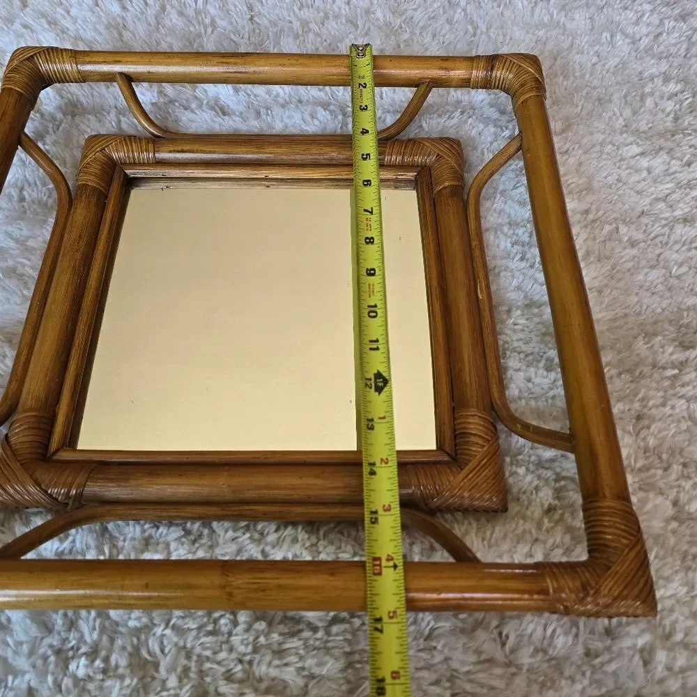 Bamboo/ Rattan Square‎ Mirror Mid Century Modern  Bohemian